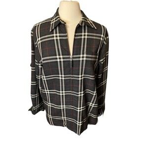 Lauren Ralph Lauren Plaid SHACKET Shirt Jacket Women's Size Large Gray Red White